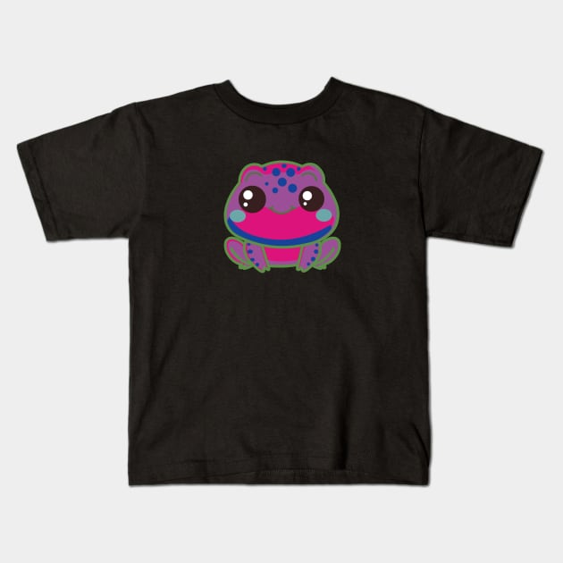 Bi Pride Frog | Cute Design with Bisexual Flag Colors Kids T-Shirt by pawsitronic